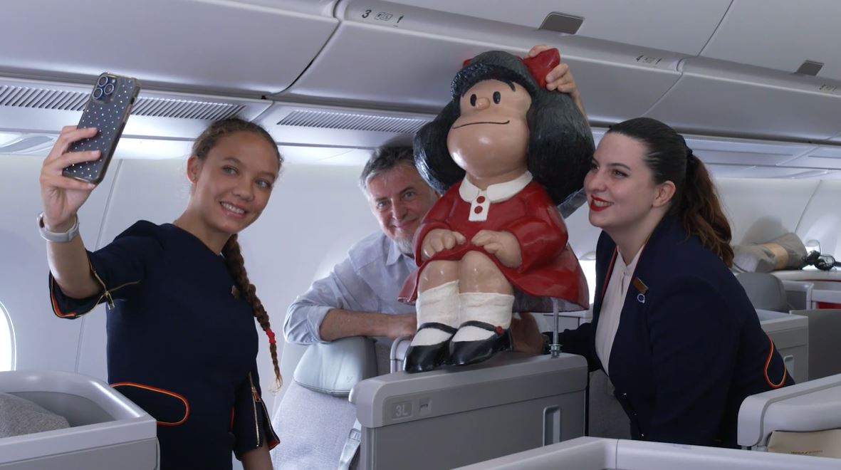 El A350Mafalda vuela a Madrid a bordo del avión más moderno de Iberia