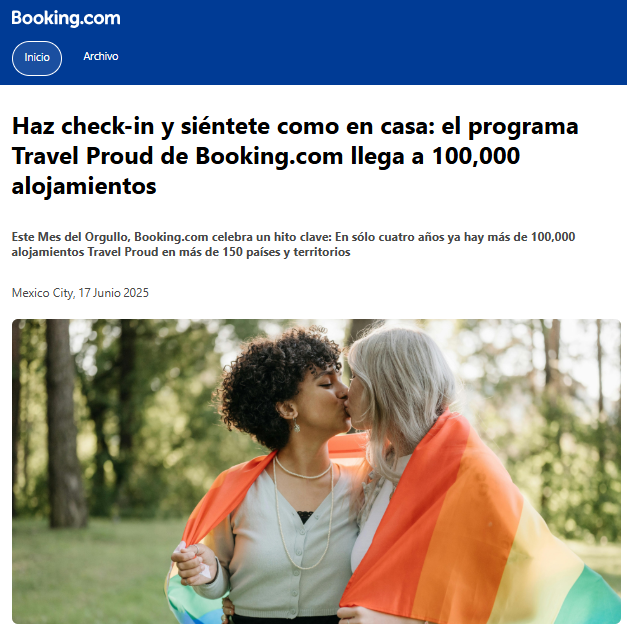 100 mil alojamientos más seguros para la comunidad LGBTQ+ en Booking.com 100 mil alojamientos más seguros para la comunidad LGBTQ+ en Booking.com